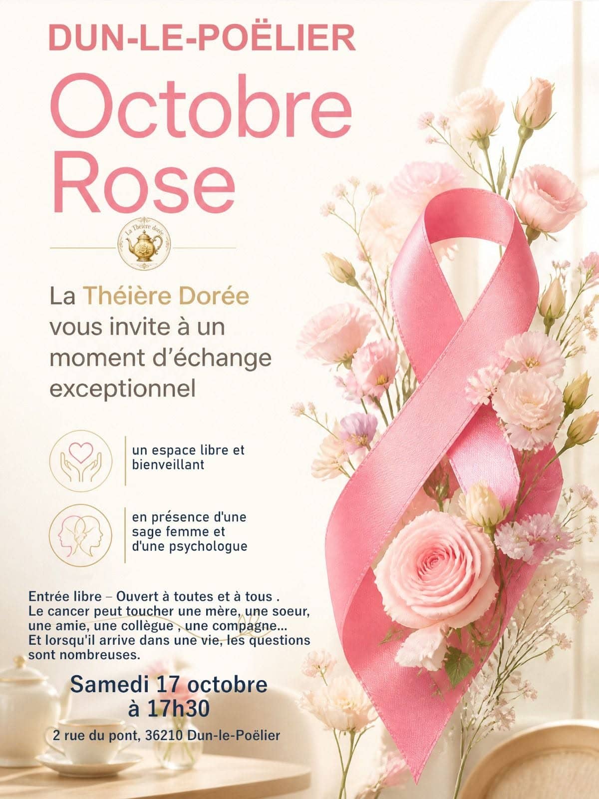 Illustration de l'événement : Animation Octobre Rose - La Théière Dorée