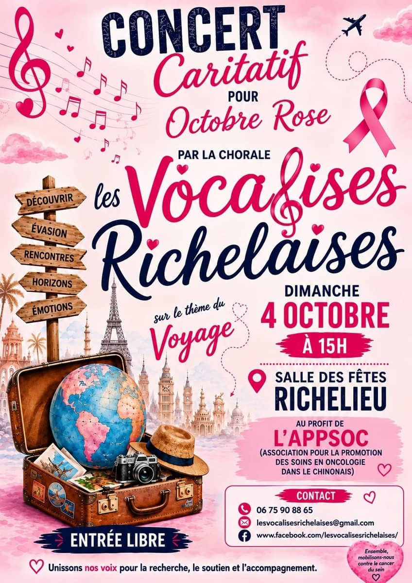 Illustration de l'événement : Concert caritatif des Vocalises Richelaises - "Le Voyage"