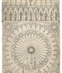 Illustration de l'événement : Le dessin de la flèche de la cathédrale (vers 1419)