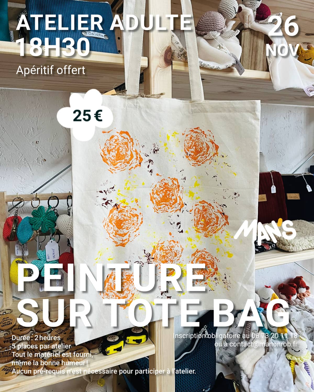 Illustration de l'événement : Atelier adulte "Peinture sur tote bag"
