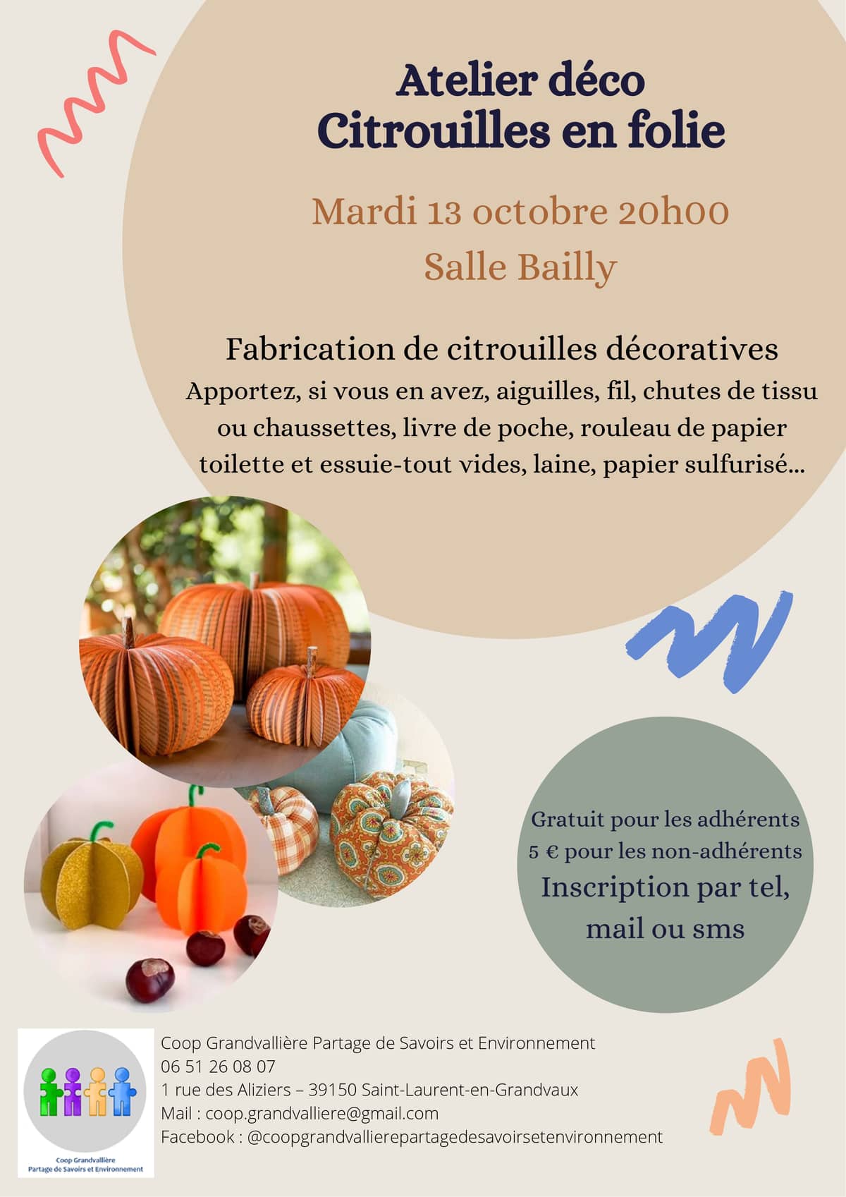 Illustration de l'événement : Atelier déco Citrouilles en folie