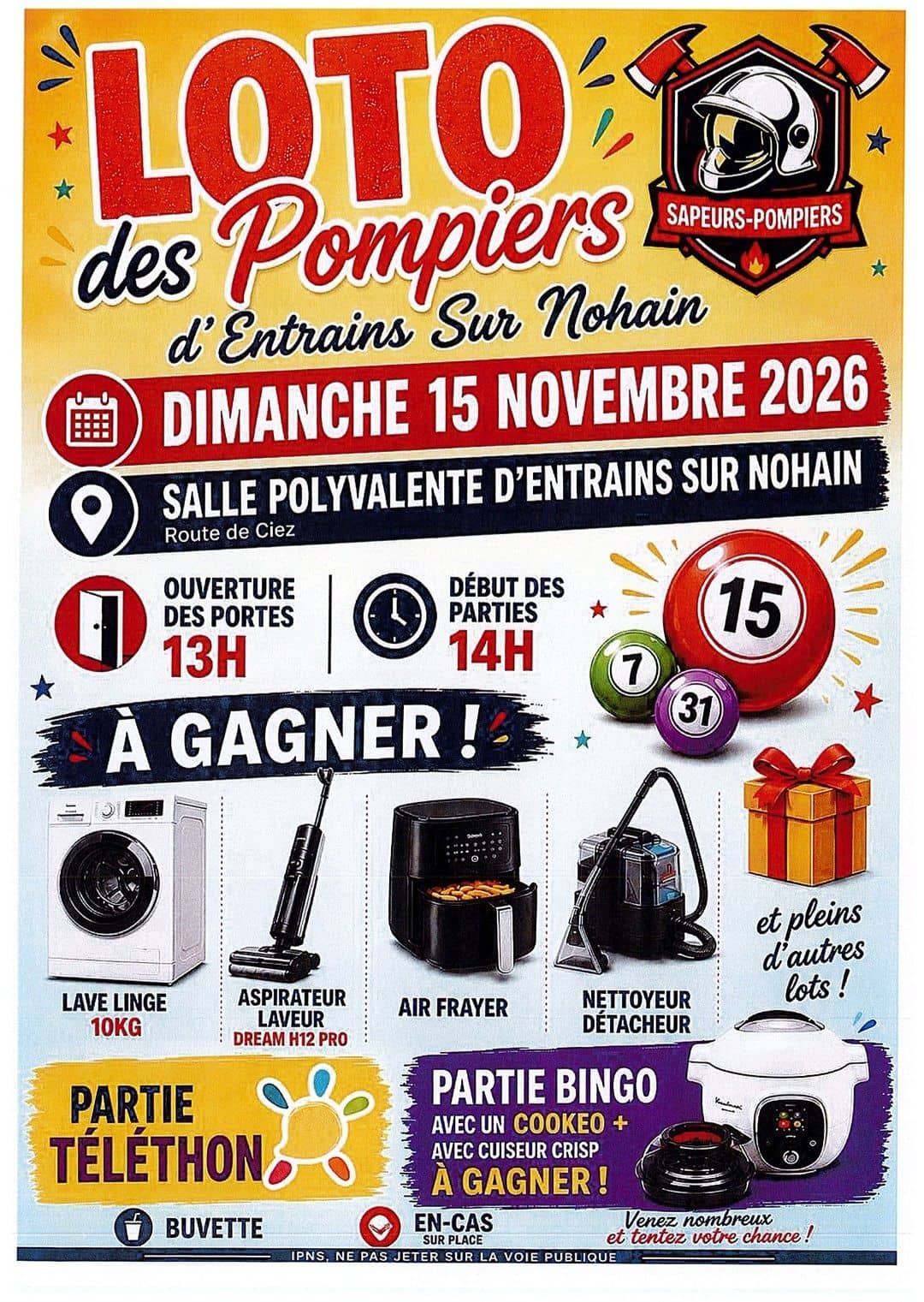 Illustration de l'événement : Loto des Sapeurs Pompiers d'Entrains-sur-Nohain