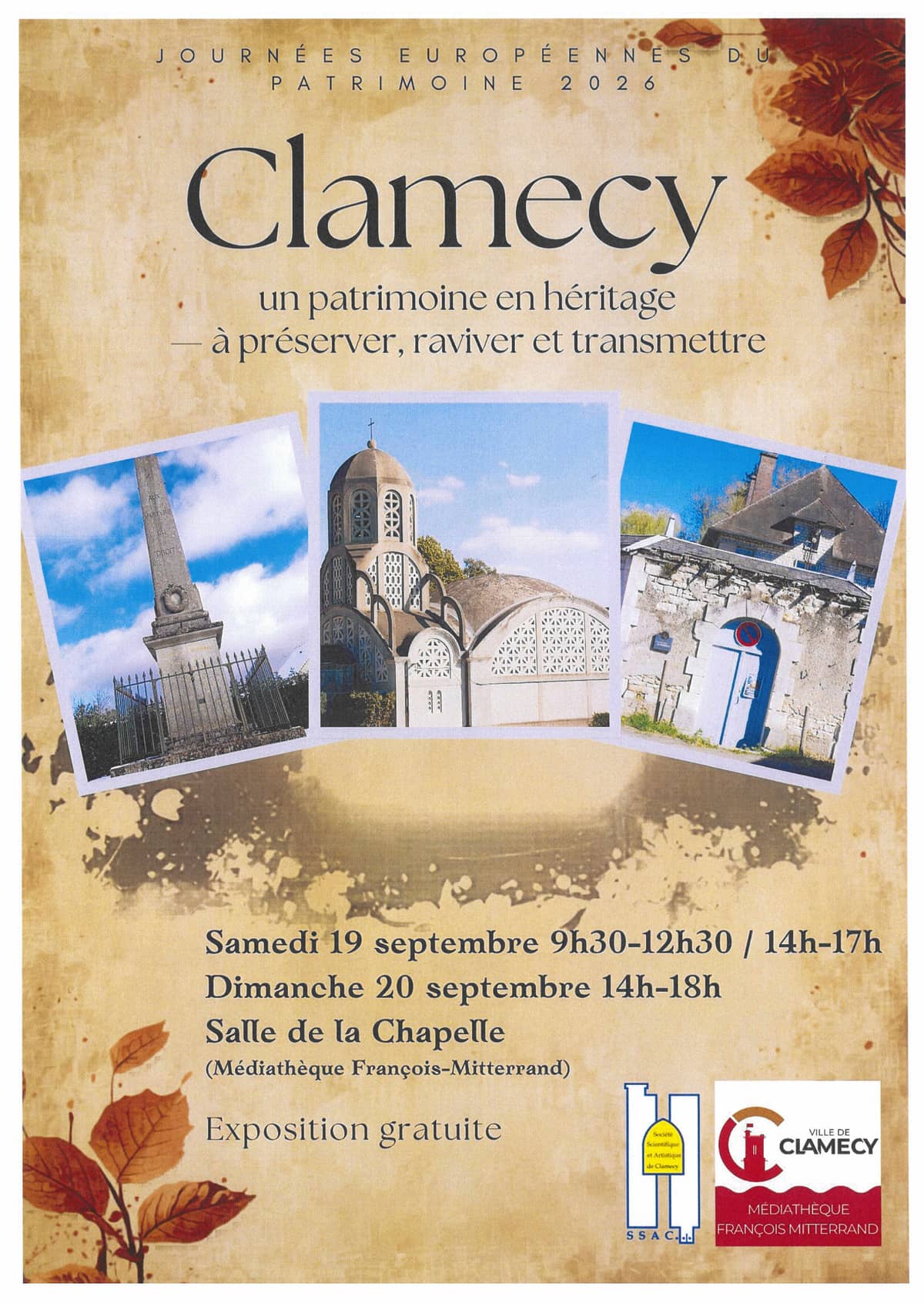 Illustration de l'événement : Journées Européennes du Patrimoine - Exposition : "Clamecy : un patrimoine à préserver, raviver et transmettre""