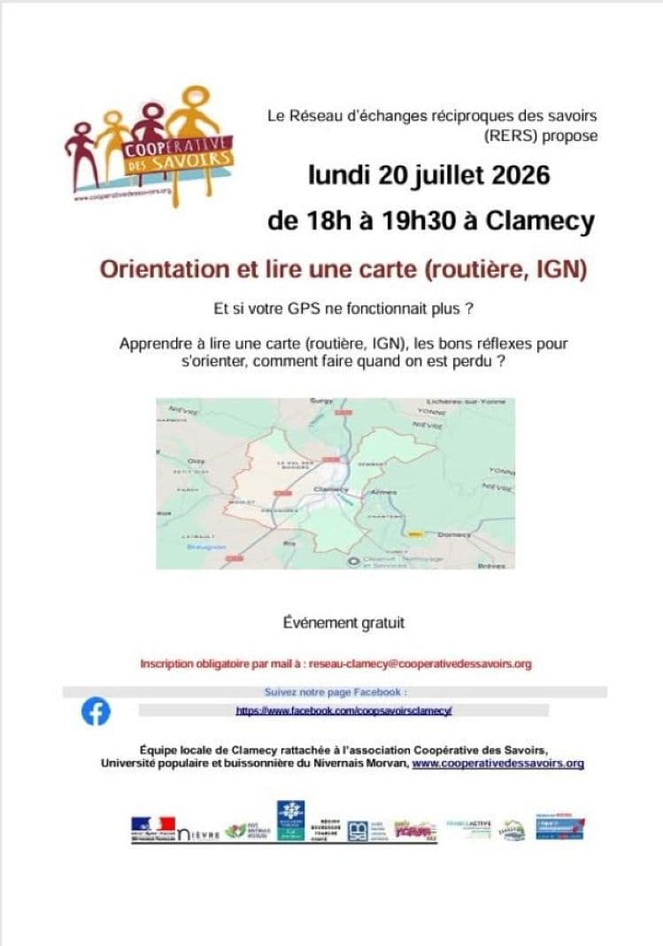 Illustration de l'événement : La coopérative des savoirs propose : Orientation et lire une carte (routière, IGN)