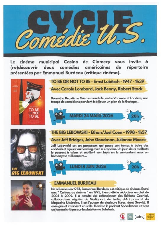 Illustration de l'événement : Cycle Comédie U.S. : "To be or not to be" / "The big Lebowski" présenté par Emmanuel Burdeau, critique cinéma