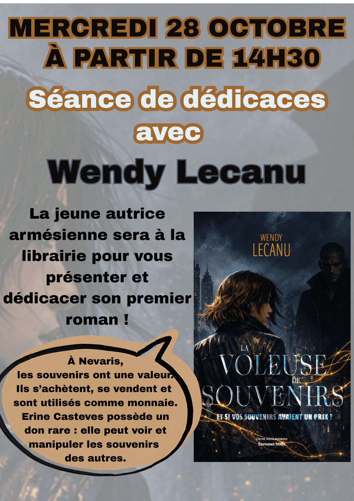 Illustration de l'événement : Séance de dédicace avec Wendy Lecanu