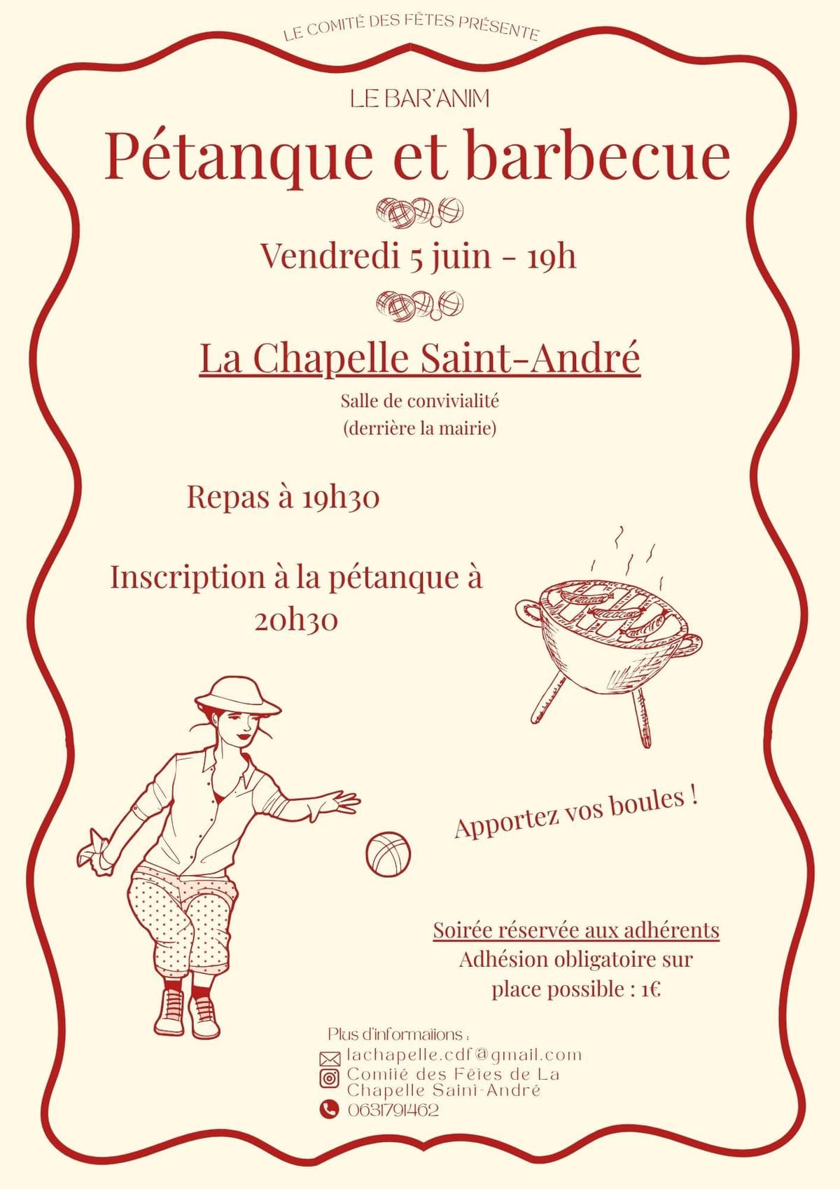Illustration de l'événement : Le comité des fêtes présente : Le Bar'anim - Pétanque et barbecue