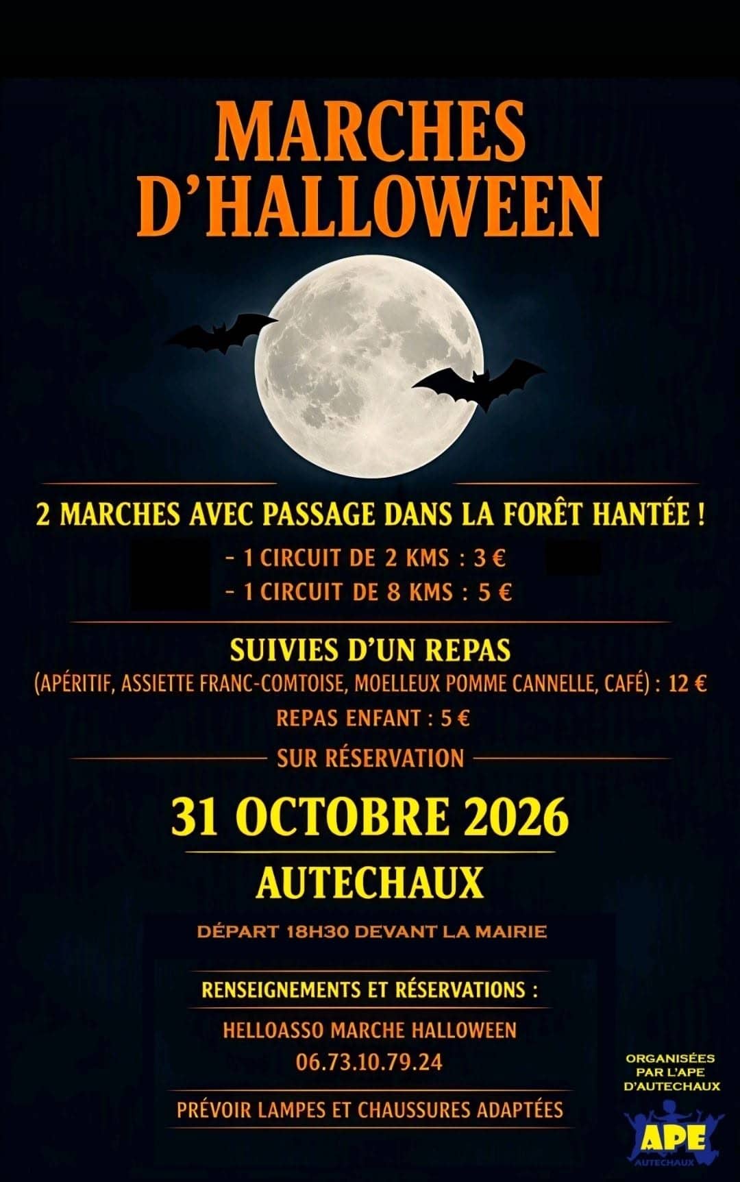 Illustration de l'événement : Halloween : Marche nocturne avec passage dans la forêt hantée