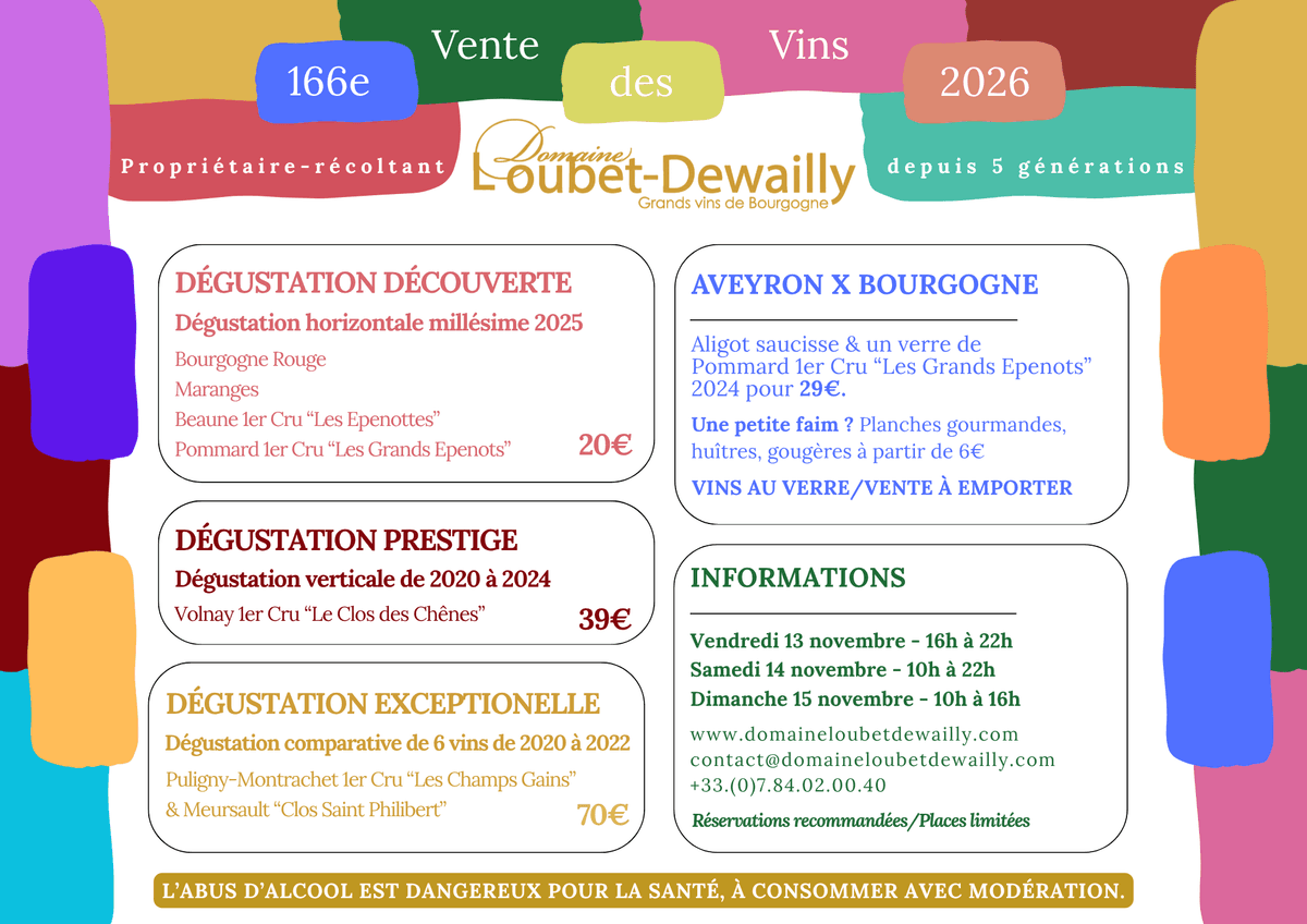 Illustration de l'événement : Domaine Loubet-Dewailly - Vente des Vins 2026 : dégustation "Prestige" verticale de l'appellation Volnay 1er Cru "Le Clos des Chênes" de 2020 à 2024