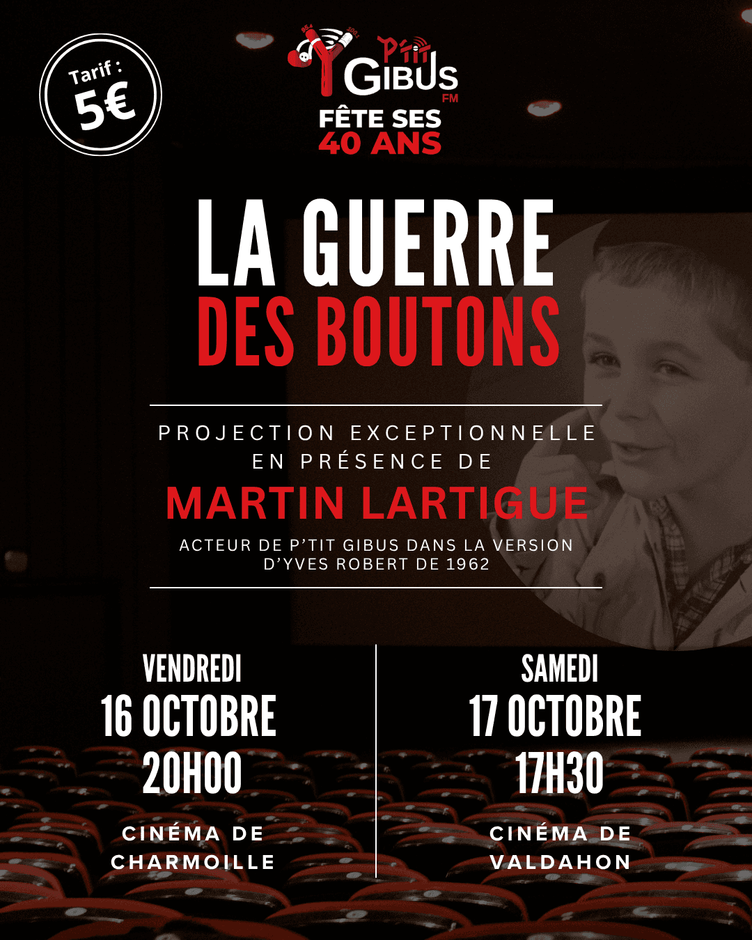 Illustration de l'événement : Séances Cinéma - La Guerre des Boutons - Présence de Martin LARTIGUE