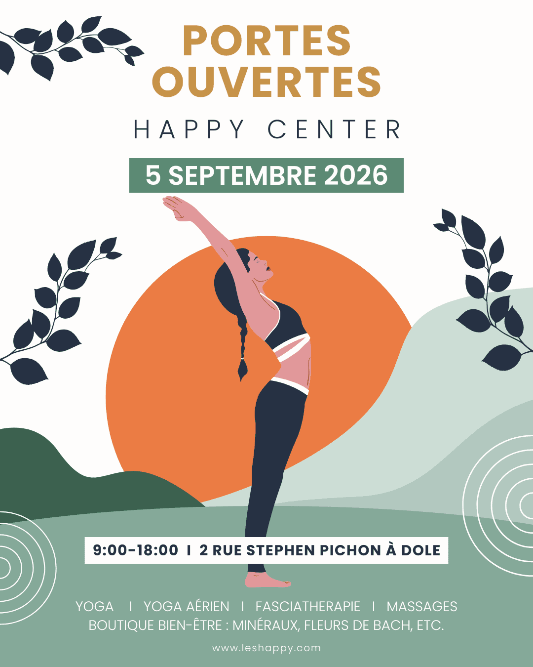 Illustration de l'événement : Portes Ouvertes Happy Center : Yoga, Yoga Aérien & Bien-être à Dole