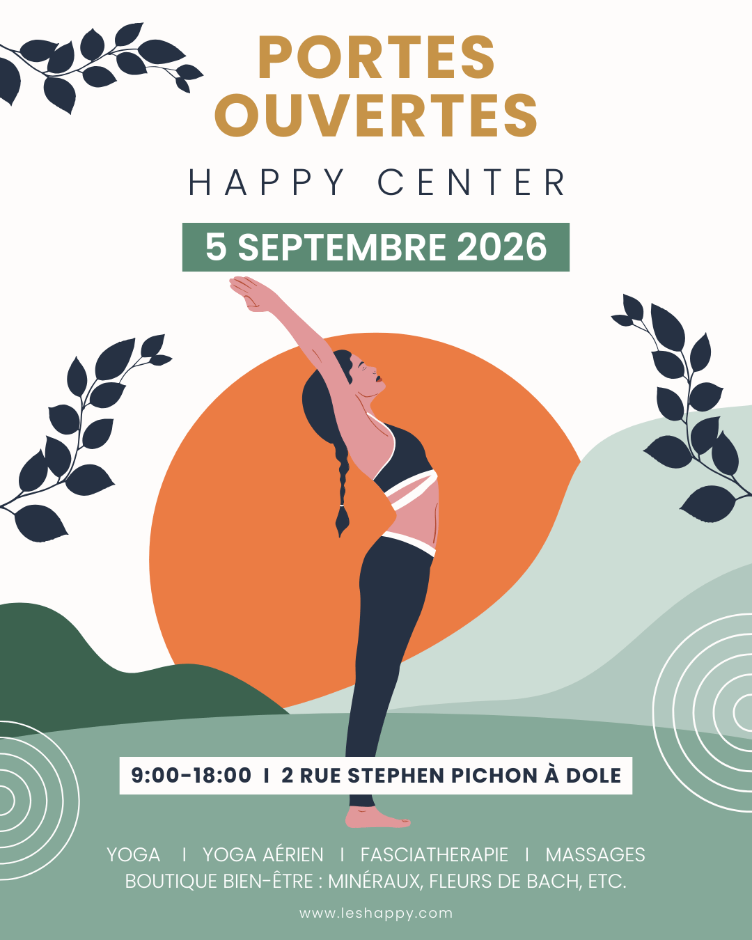 Illustration de l'événement : Portes Ouvertes Happy Center : Yoga, Yoga Aérien & Bien-être à Dole