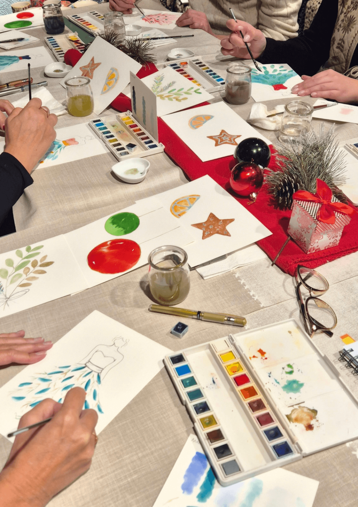 Illustration de l'événement : Atelier aquarelle de Noël au restaurant Alma à Chantilly