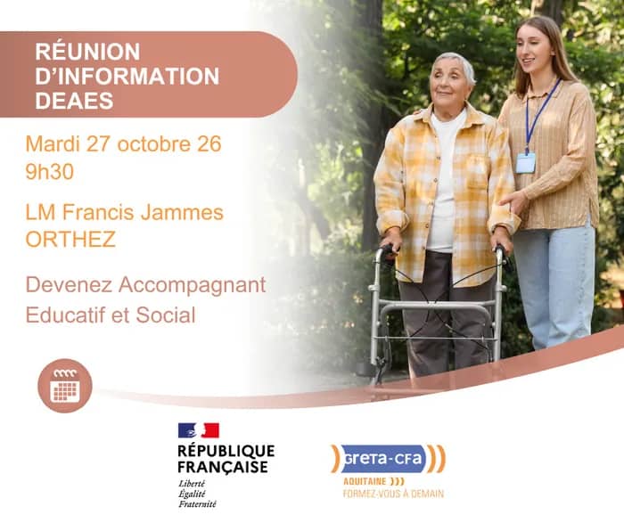 Illustration de l'événement : Dernière réunion d'information 2026 : Formation Accompagnant Éducatif et Social (DE AES)