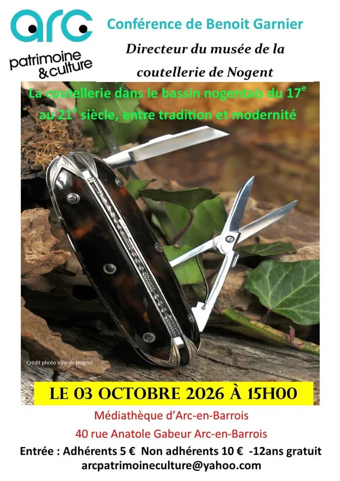 Illustration de l'événement : Conférence APC : La coutellerie dans le bassin nogentais du 17è au 21è siècle, entre tradition et modernité