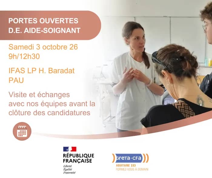 Illustration de l'événement : Matinée portes ouvertes : formation aide-soignant à Pau