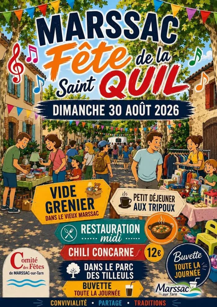 Illustration de l'événement : Vide grenier de la Saint Quil à Marssac-sur-Tarn