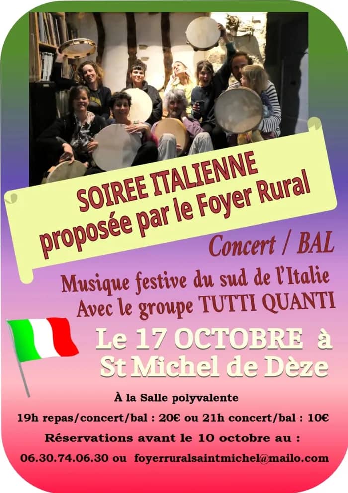Illustration de l'événement : Concert Bal Italie du sud avec Tutti Quanti à St Michel de Dèze
