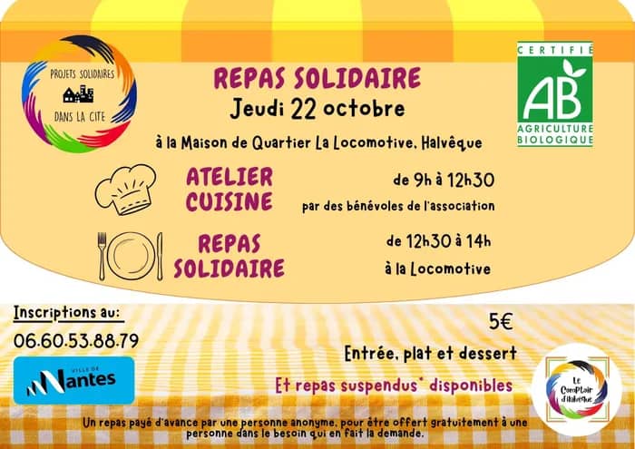 Illustration de l'événement : Repas solidaire de Projets Solidaires dans la Cité