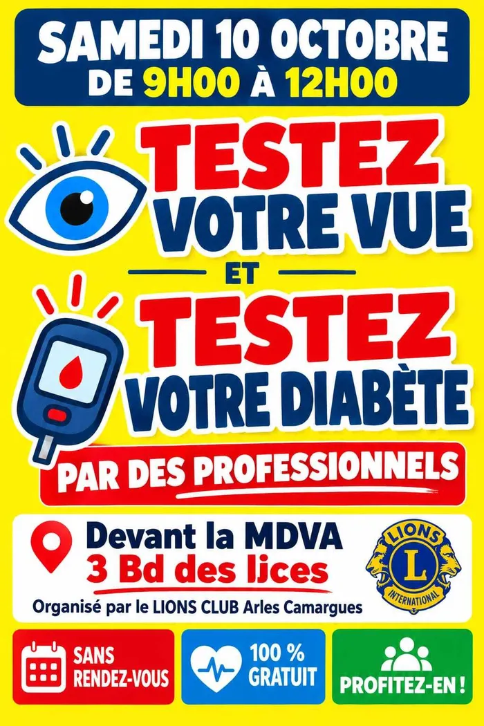Illustration de l'événement : Dépistage gratuit : vue et diabète