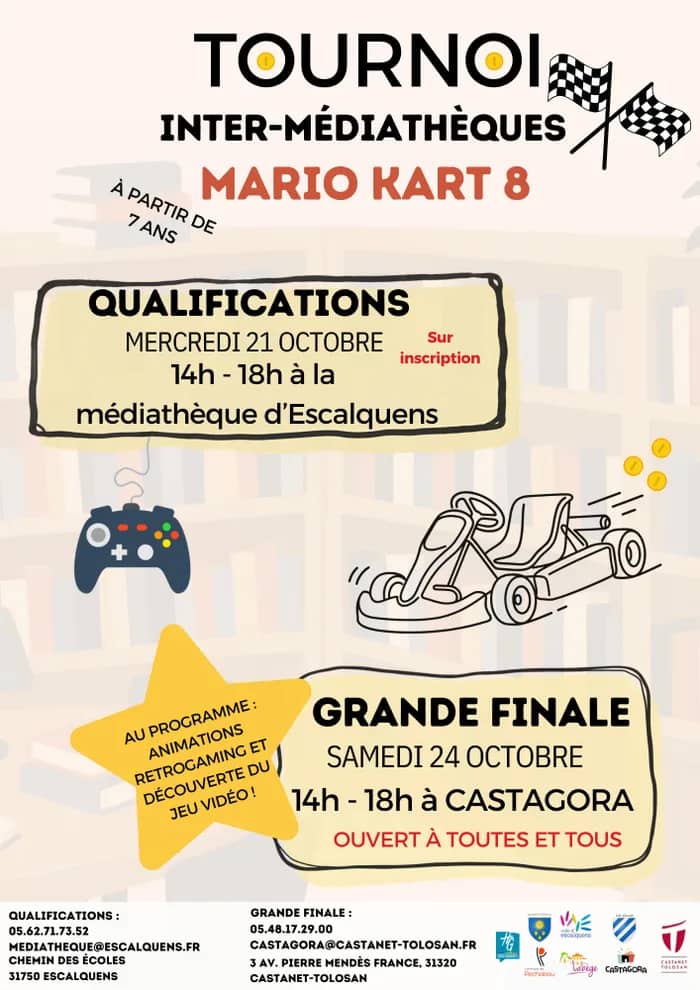 Illustration de l'événement : Qualifications et finale du Tournoi intermédiathèques Mario Kart