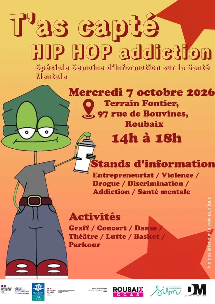 Illustration de l'événement : T'as capté x Hip Hop addiction (Spéciale Semaine d'information sur la Santé Mentale)