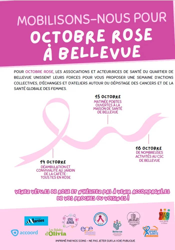 Illustration de l'événement : Octobre rose à Bellevue : 3 jours d'actions, échanges et ateliers