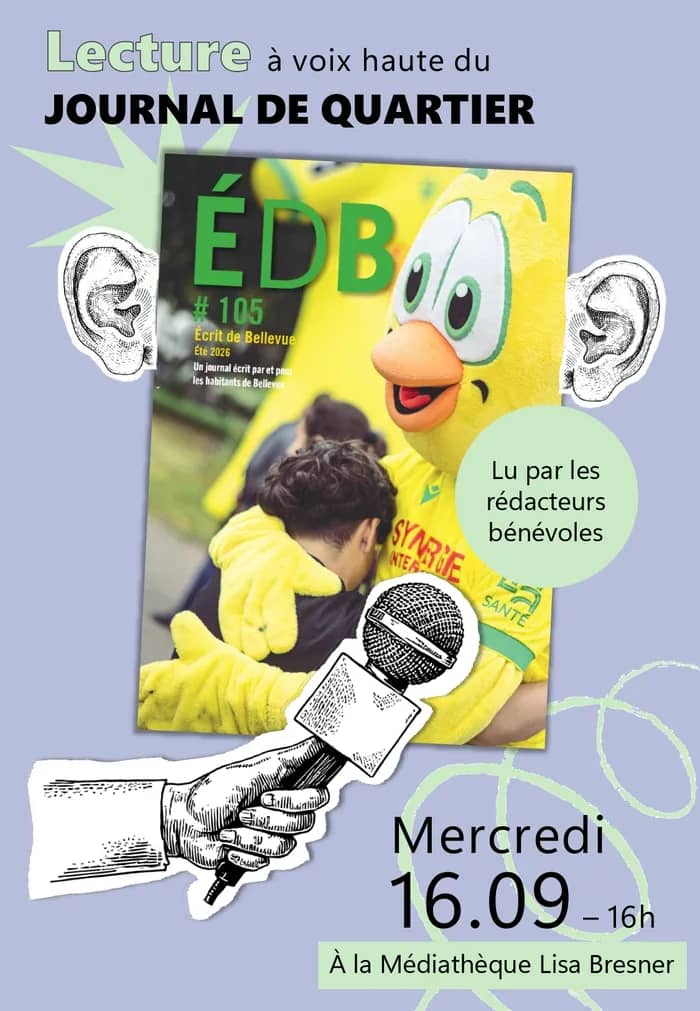 Illustration de l'événement : Lecture à voix haute de l'EDB, journal de quartier de Bellevue