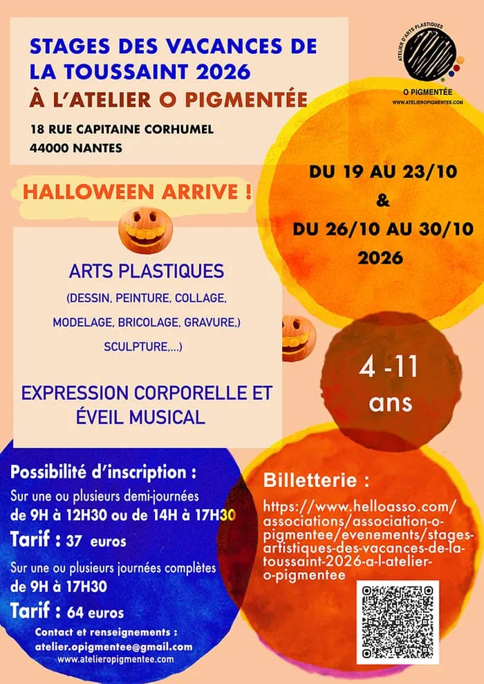 Illustration de l'événement : Stages artistiques des vacances de la Toussaint 2026 à l'atelier O Pigmentée