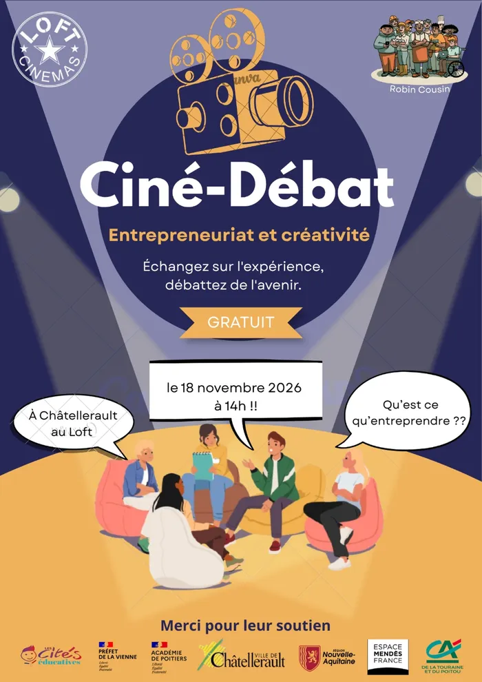 Illustration de l'événement : Ciné-débat "Entrepreneuriat & Créativité" - 2ème édition 2026