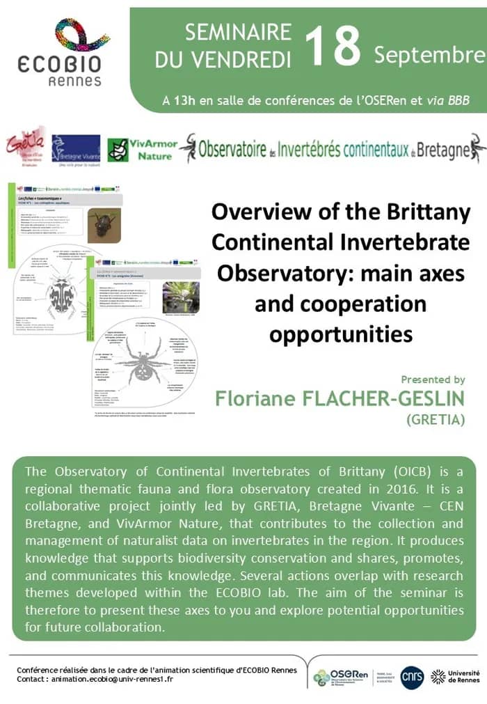 Illustration de l'événement : Overview of the Brittany continental invertebrate observatory