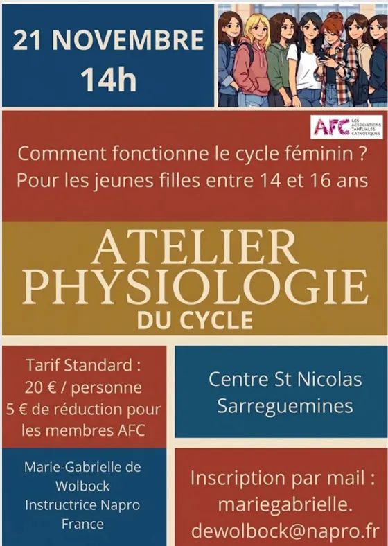 Illustration de l'événement : Atelier Physiologie du Cycle pour les jeunes filles (14 à 16 ans)