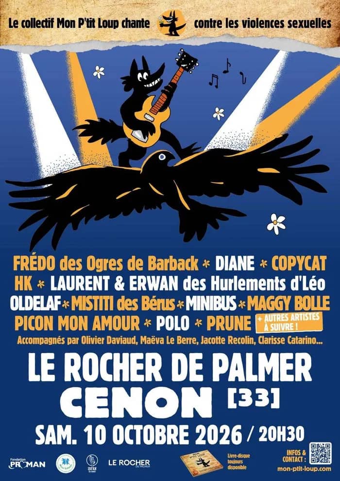 Illustration de l'événement : 10 octobre 2026 - concert solidaire avec le collectif MON PTIT LOUP à Cenon (33)