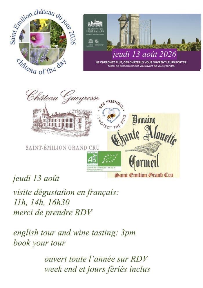 Illustration de l'événement : Saint Emilion, château du jour : jeudi 13 août