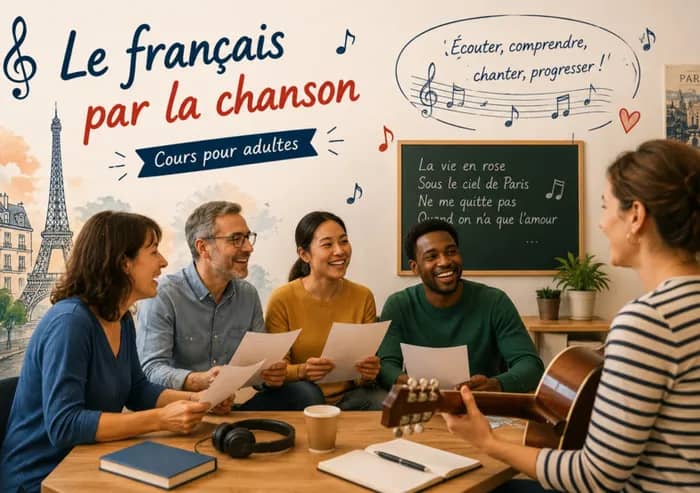 Illustration de l'événement : Français Langue Étrangère (FLE) - Le français par la chanson - Nouveau !