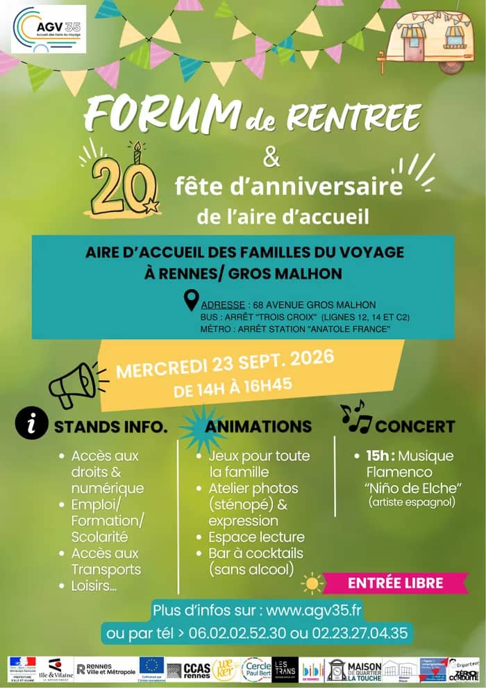 Illustration de l'événement : Forum de Rentrée des voyageurs & 20ème anniversaire de l'aire d'accueil de Rennes/ Gros Malhon
