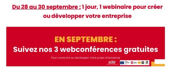 Illustration de l'événement : 1 jour,1 webinaire pour créer ton entreprise