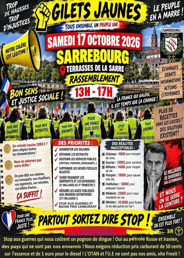 Illustration de l'événement : RASSEMBLEMENT GILETS JAUNES À SARREBOURG !