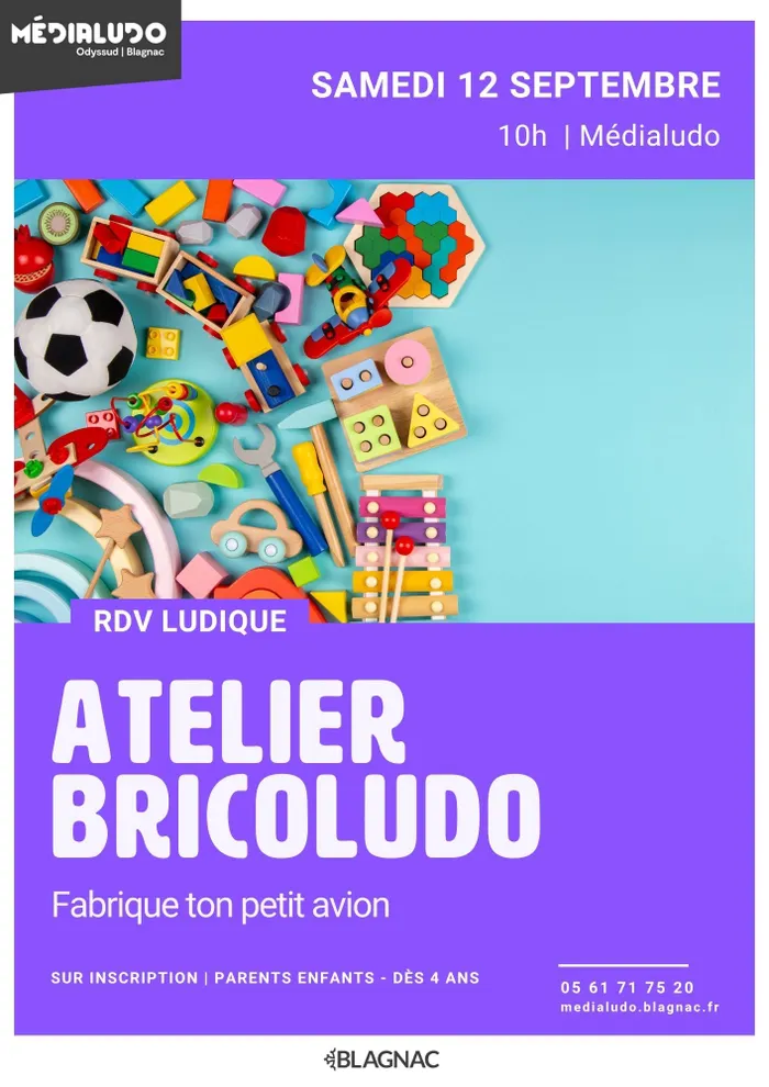 Illustration de l'événement : Atelier Bricoludo : fabrique ton petit avion - Samedi 12 septembre