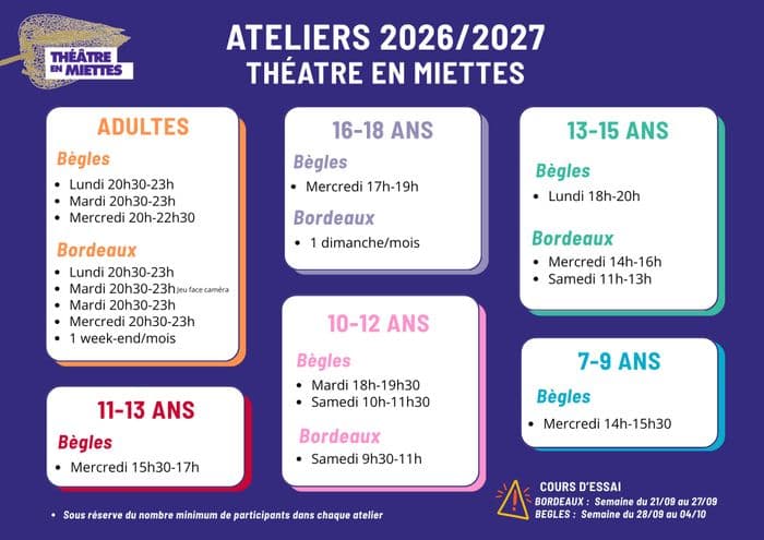 Illustration de l'événement : Inscription - Atelier de théâtre enfant/ado/adulte - saison 2026/2027