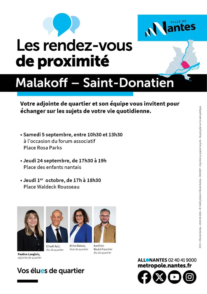 Illustration de l'événement : Les élues et élus à votre rencontre - Quartier Malakoff Saint-Donatien