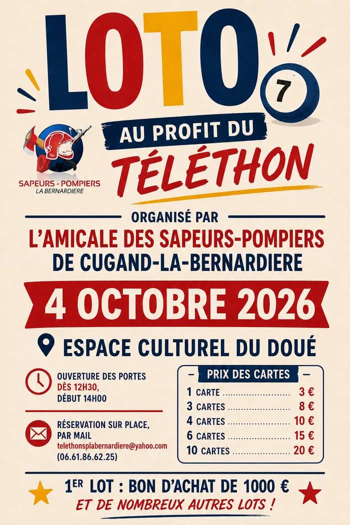 Illustration de l'événement : Loto organisé par les Sapeurs Pompiers de Cugand-la-Bernardière - 2026