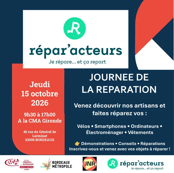 Illustration de l'événement : JOURNÉE DE LA RÉPARATION DU JEUDI 15 OCTOBRE 2026