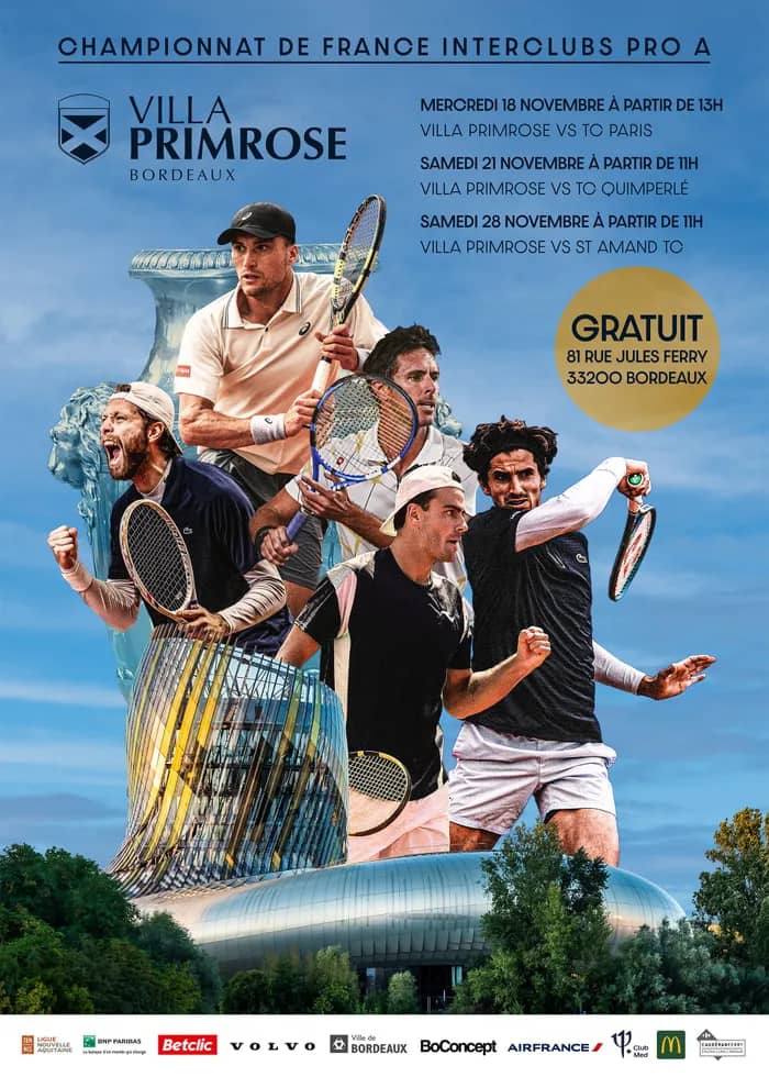 Illustration de l'événement : Championnat de France de Tennis Interclubs PRO A : l'élite du tennis français à Bordeaux