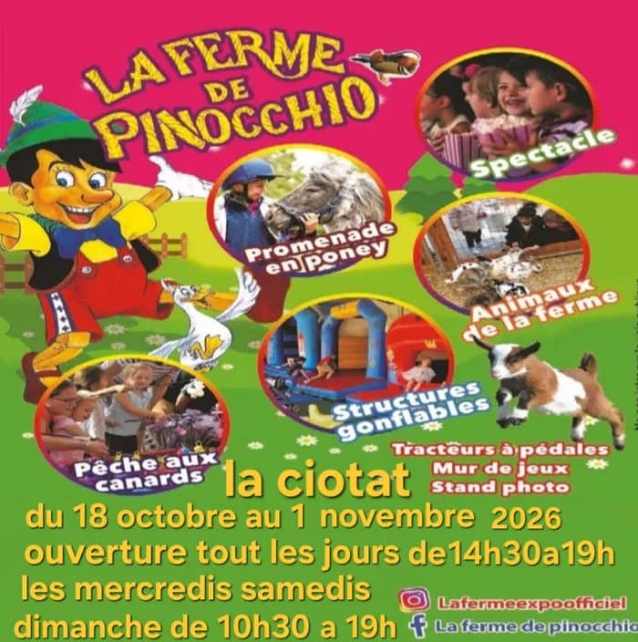Illustration de l'événement : Parc d'attractions pour enfants "La Ferme de Pinocchio" revient à La Ciotat