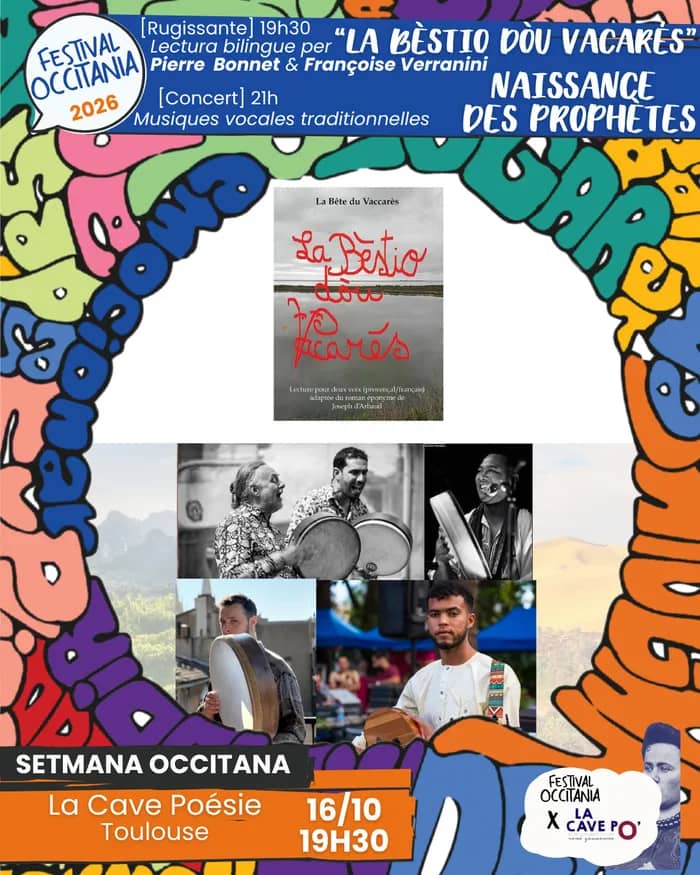 Illustration de l'événement : "La Bèstio dóu Vacarès" + Naissance des prophètes (Mànu Théron, Damien Toumi, Abdelhafid Douli, Omar Benbia, Salvio la Rocca) - Occitania X Cave Po