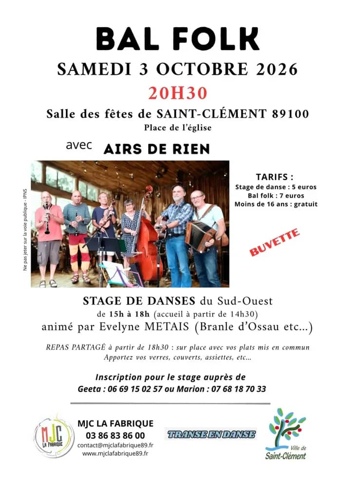 Illustration de l'événement : Bal Folk + stage danses