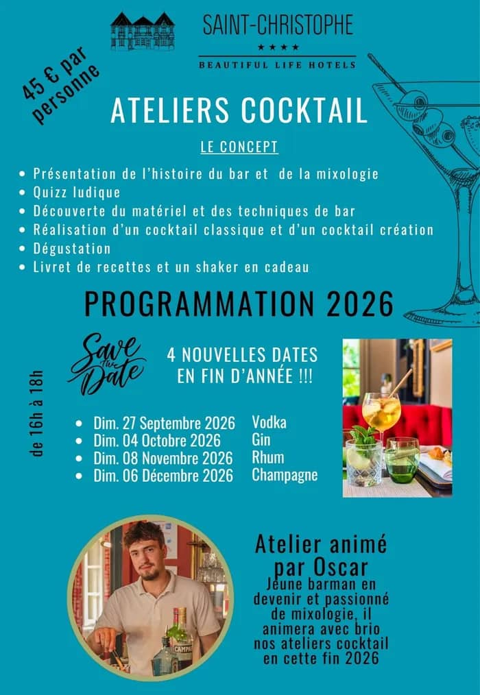 Illustration de l'événement : Les Ateliers Cocktail au Saint-Christophe
