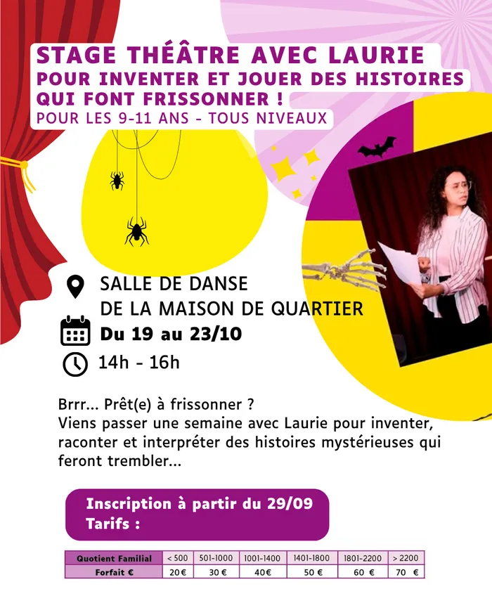 Illustration de l'événement : Stage théâtre pour inventer et jouer des histoires qui font frissonner ! Pour les 9-11 ans - tous niveaux