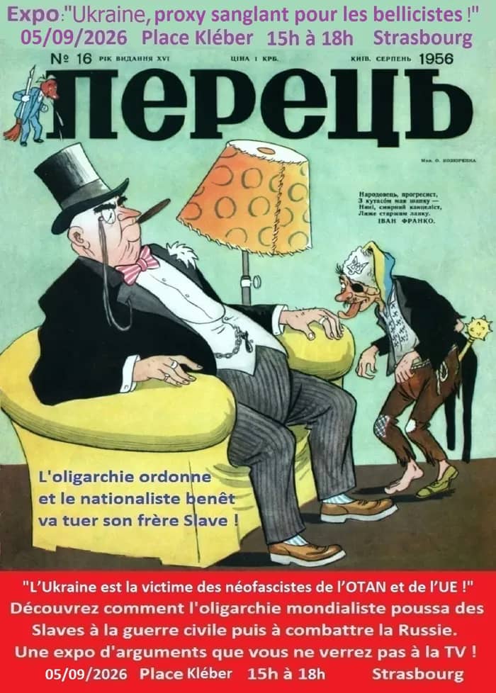 Illustration de l'événement : Expo : " Ukraine, proxy sanglant pour les bellicistes ! "